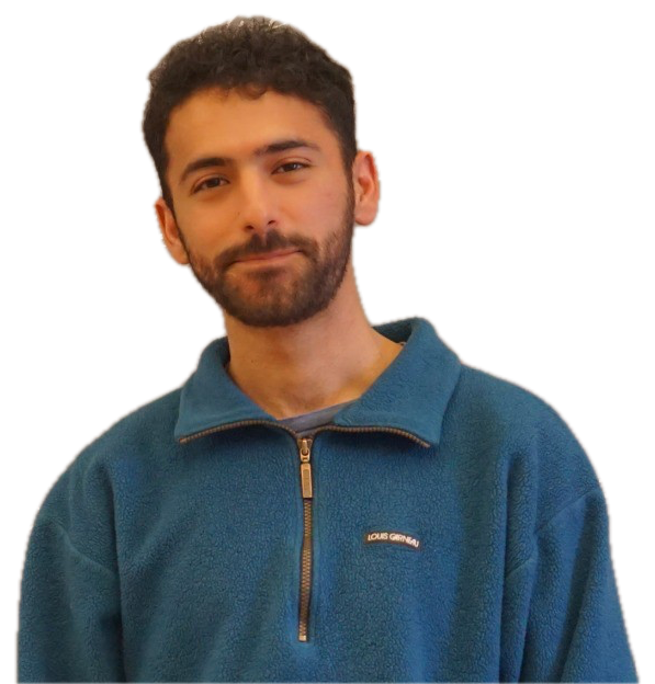 Shayan in a blue fleece, cut out from his original photograph.